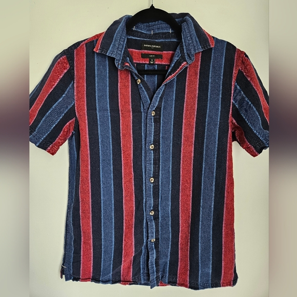 Banana Republic Men's Striped Shirt - Red and Blue - Picture 2 of 4
